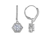 White Cubic Zirconia Rhodium Over Sterling Silver Dangle Earrings 3.38ctw
