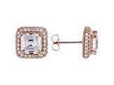 White Cubic Zirconia 18K Rose Gold Over Sterling Silver Asscher Cut Earrings 7.16ctw