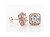 White Cubic Zirconia 18K Rose Gold Over Sterling Silver Asscher Cut Earrings 7.16ctw