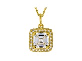 White Cubic Zirconia 18K Yellow Gold Over Sterling Silver Pendant With Chain 3.57ctw