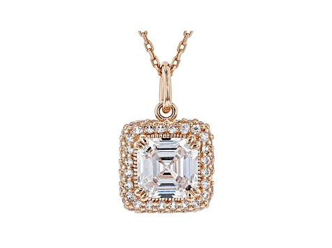 White Cubic Zirconia 18K Rose Gold Over Sterling Silver Pendant With Chain 3.57ctw