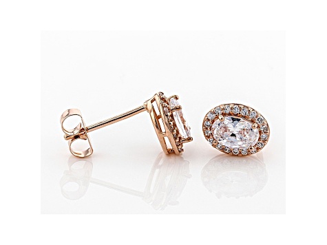 White Cubic Zirconia 18K Rose Gold Over Sterling Silver Earrings 1.76ctw