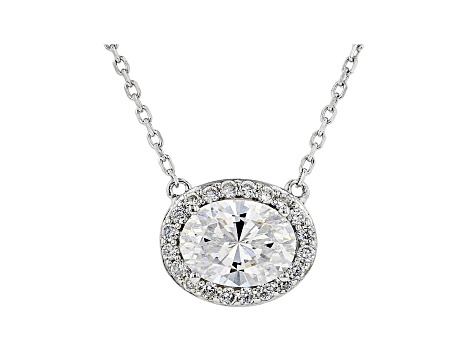White Cubic Zirconia Rhodium Over Sterling Silver Necklace 2.12ctw