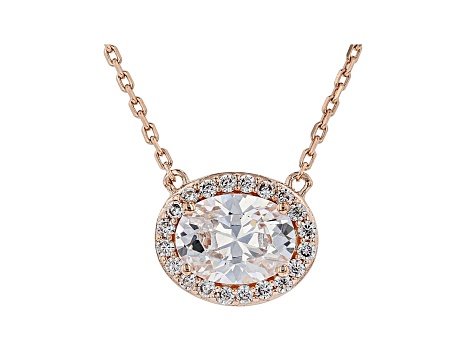 White Cubic Zirconia 18K Rose Gold Over Sterling Silver Necklace 2.12ctw