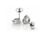 White Cubic Zirconia Rhodium Over Sterling Silver Heart Stud Earrings 1.69ctw