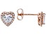 White Cubic Zirconia 18K Rose Gold Over Sterling Silver Heart Stud Earrings 1.69ctw