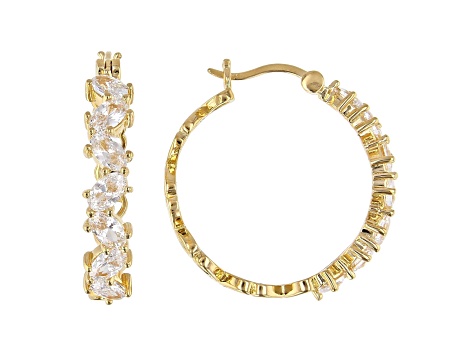 White Cubic Zirconia 18K Yellow Gold Over Sterling Silver Hoop Earrings 4.79ctw