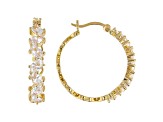 White Cubic Zirconia 18K Yellow Gold Over Sterling Silver Hoop Earrings 4.79ctw