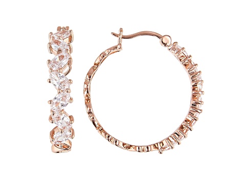 White Cubic Zirconia 18K Rose Gold Over Sterling Silver Hoop Earrings 4.79ctw