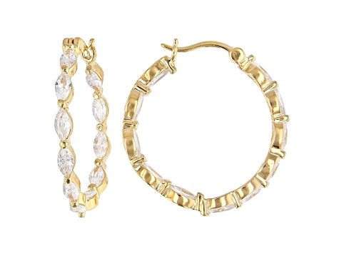 White Cubic Zirconia 18K Yellow Gold Over Sterling Silver Hoop Earrings 5.24ctw