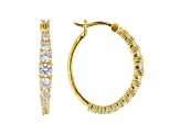 White Cubic Zirconia 18K Yellow Gold Over Sterling Silver Hoop Earrings 4.00ctw