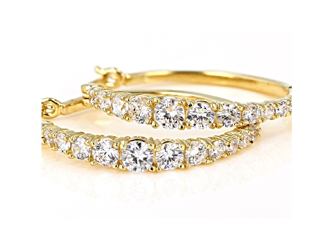 White Cubic Zirconia 18K Yellow Gold Over Sterling Silver Hoop Earrings 4.00ctw