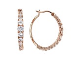 White Cubic Zirconia 18K Rose Gold Over Sterling Silver Hoop Earrings 4.00ctw