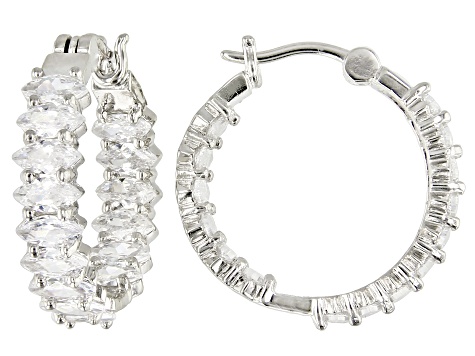 White Cubic Zirconia Rhodium Over Sterling Silver Inside Out Hoop Earrings 7.14ctw