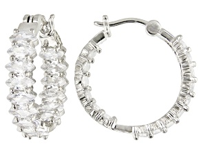 White Cubic Zirconia Rhodium Over Sterling Silver Inside Out Hoop Earrings 7.14ctw