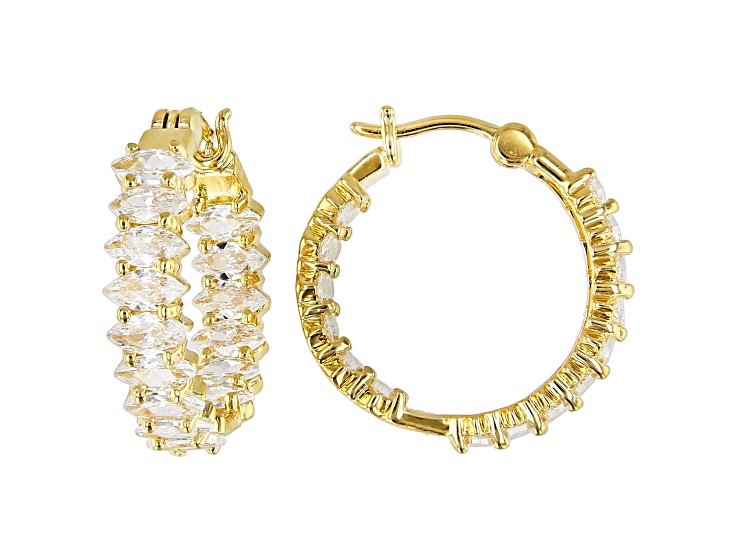 White Cubic Zirconia 18K Yellow Gold Over Sterling Silver
