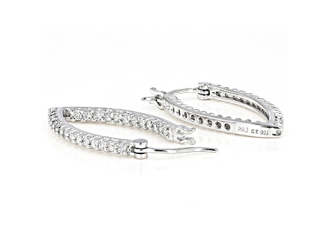 White Cubic Zirconia Rhodium Over Sterling Silver Inside Out Hoop Earrings 1.46ctw