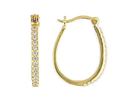 White Cubic Zirconia 18K Yellow Gold Over Sterling Silver Hoop Earrings 0.75ctw