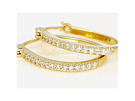 White Cubic Zirconia 18K Yellow Gold Over Sterling Silver Hoop Earrings 0.75ctw