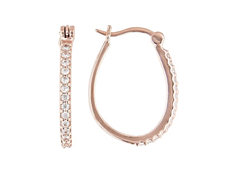 White Cubic Zirconia 18K Rose Gold Over Sterling Silver Hoop Earrings 0.75ctw