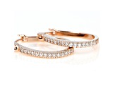 White Cubic Zirconia 18K Rose Gold Over Sterling Silver Hoop Earrings 0.75ctw
