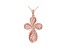 White Cubic Zirconia 18K Rose Gold Over Sterling Silver Cross Pendant With Chain 0.32ctw
