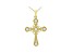 White Cubic Zirconia 18K Yellow Gold Over Sterling Silver Cross Pendant With Chain 0.65ctw