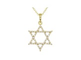 White Cubic Zirconia 18K Yellow Gold Over Sterling Silver Star Of David Pendant With Chain 0.75ctw