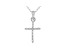 White Cubic Zirconia Rhodium Over Sterling Silver Cross Pendant With Chain 0.17ctw