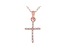 White Cubic Zirconia 18K Rose Gold Over Sterling Silver Cross With Chain 0.17ctw