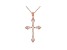 White Cubic Zirconia 18K Rose Gold Over Sterling Silver Cross With Pendant 0.75ctw