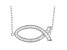 White Cubic Zircoina Rhodium Over Sterling Silver Fish Necklace 0.63ctw