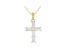 White Cubic Zirconia 18K Yellow Gold Over Sterling Silver Cross Pendant With Chain 2.41ctw