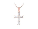 White Cubic Zirconia 18K Rose Gold Over Sterling Silver Cross Pendant With Chain 2.41ctw