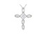 White Cubic Zirconia Rhodium Over Sterling Silver Cross Pendant With Chain 1.03ctw