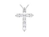 White Cubic Zirconia Rhodium Over Sterling Silver Cross Pendant With Chain 3.49ctw