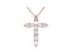 White Cubic Zirconia 18K Rose Gold Over Sterling Silver Cross Pendant With Chain 3.49ctw