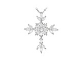 White Cubic Zirconia Rhodium Over Sterling Silver Cross Pendant With Chain 2.76ctw