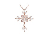 White Cubic Zirconia 18K Rose Gold Over Sterling Silver Cross Pendant With Chain 2.76ctw