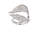 White Cubic Zirconia Rhodium Over Sterling Silver Angel Wing Ring 2.05ctw