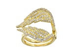 White Cubic Zirconia 18K Yellow Gold Over Sterling Silver Angel Wing Ring 2.05ctw