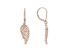White Cubic Zirconia 18K Rose Gold Over Sterling Silver Angel Wing Earrings 0.43ctw