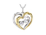 White Cubic Zirconia 18k Yellow Gold Over Sterling Silver Heart Pendant With Chain 0.81ctw