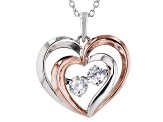 White Cubic Zirconia 18k Rose Gold Over Sterling Silver Heart Pendant With Chain 0.81ctw