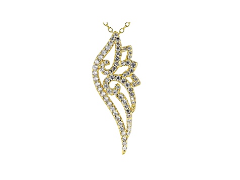 White Cubic Zirconia 18K Yellow Gold Over Sterling Silver Pendant With Chain 1.31ctw