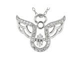 White Cubic Zirconia Rhodium Over Sterling Silver Angel Pendant With Chain 0.53ctw
