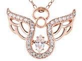 White Cubic Zirconia 18K Rose Gold Over Sterling Silver Angel Pendant With Chain 0.53ctw