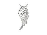White Cubic Zirconia Rhodium Over Sterling Silver Angel Wing Pendant With Chain 0.53ctw