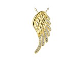 White Cubic Zirconia 18k Yellow Gold Over Sterling Silver Angel Wing Pendant With Chain 0.53ctw