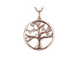 White Cubic Zirconia 18k Rose Gold Over Sterling Silver Tree of Life Pendant With Chain 1.08ctw